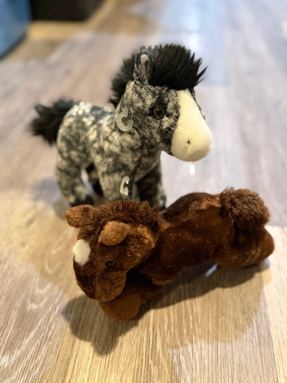 Douglas Plush Horse Pair - Gray Speckled & Brown Pony